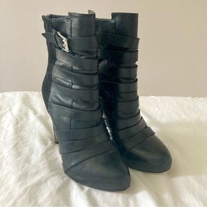 Sam Edelman Black Leather Kendrix Heeled Booties